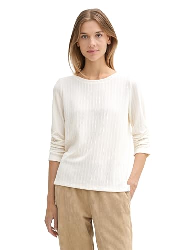 TOM TAILOR Denim Damen Sweatshirt mit Raffarm, 10332 - Off White, L von TOM TAILOR Denim