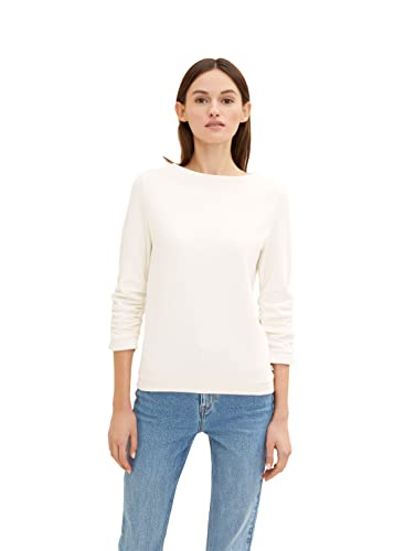 TOM TAILOR Denim Damen Sweatshirt mit Raffarm 1034290, 10348 - Gardenia White, XL von TOM TAILOR Denim