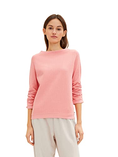 TOM TAILOR Denim Damen Sweatshirt mit Raffarm 1034290, 15121 - Peach Pink, L von TOM TAILOR Denim