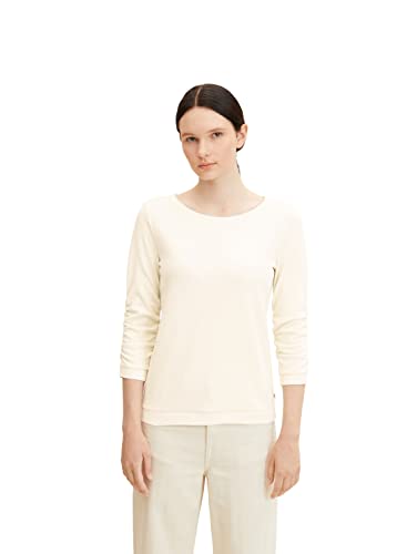 TOM TAILOR Denim Damen Sweatshirt mit Raffarm 1034434, 22515 - Soft Creme Beige, L von TOM TAILOR Denim