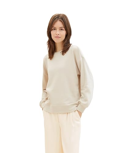 Tom Tailor Denim Damen Oversized Basic Sweatshirt, 10336 - Light Cashew Beige, XS von TOM TAILOR Denim