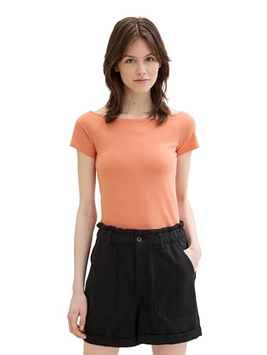TOM TAILOR Denim Damen T-Shirt mit Carmen-Ausschnitt, burnt terracotta, M TOM TAILOR Denim Damen T-Shirt mit Carmen-Ausschnitt, burnt terracotta, M von TOM TAILOR Denim