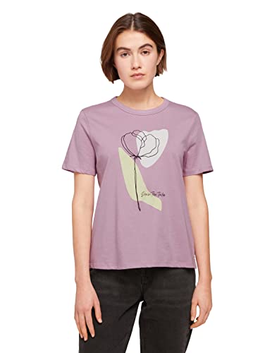 TOM TAILOR Denim Damen T-Shirt mit Print 1031498, 28995 - Soft Mauve, XS von TOM TAILOR Denim