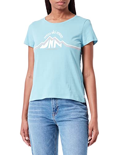 TOM TAILOR Denim Damen T-Shirt mit Ski-Print 1034242, 30271 - Bright Reef Blue, XL von TOM TAILOR Denim