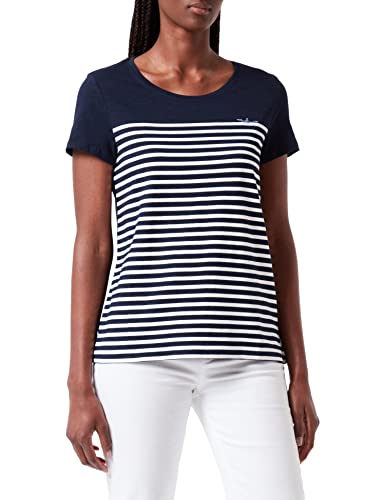 TOM TAILOR Denim Damen T-Shirt mit Streifen 1030477, 29133 - White Blue Stripe, XS von TOM TAILOR Denim