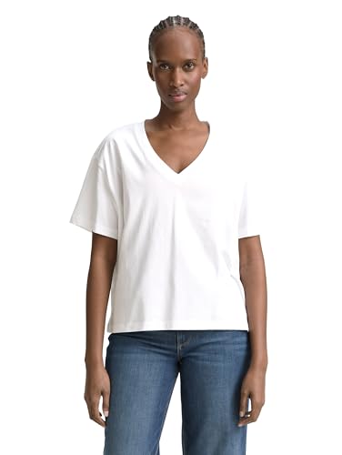 TOM TAILOR Denim Damen 1046558 T-Shirt, 20000-White, M von TOM TAILOR Denim