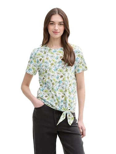 TOM TAILOR Denim Damen 1040186 T-Shirt, 37809-White Green Blue Flower Print, XL von TOM TAILOR Denim