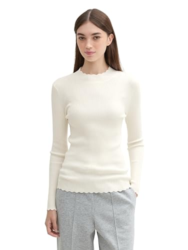 TOM TAILOR Denim Damen Tight RIPP Strickpullover, 10332 - Off White, XL von TOM TAILOR Denim