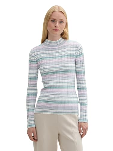 TOM TAILOR Denim Damen Tight RIPP Strickpullover, 36545 - Lilac Green Colorflow Stripe, M TOM TAILOR Denim Damen Tight RIPP Strickpullover, 36545 - Lilac Green Colorflow Stripe, M von TOM TAILOR Denim
