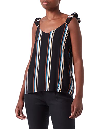 TOM TAILOR Denim Damen Top mit Rüschen 1031749, 29873 - Black Creme Stripe, M von TOM TAILOR Denim