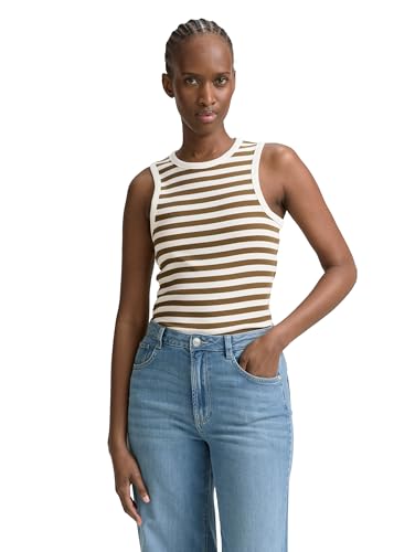 TOM TAILOR Denim Damen 1046566 Top, 37852-Olive White Stripe, XL von TOM TAILOR Denim