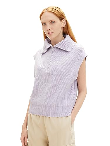 TOM TAILOR Denim Damen Troyer Pullunder , soft lavender melange, L von TOM TAILOR Denim