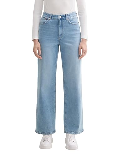 TOM TAILOR Denim Damen Wide Leg Jeans mit High Waist, 10112 - Clean Light Stone Blue Denim, XL von TOM TAILOR Denim