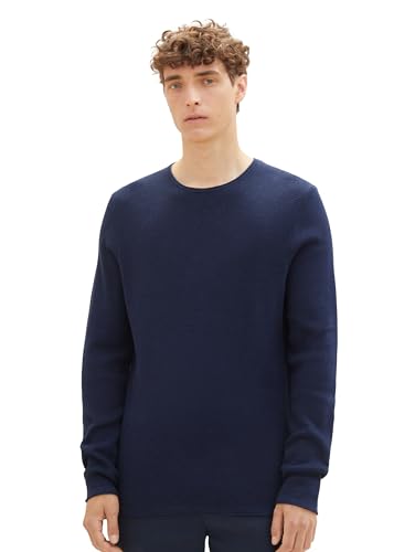 TOM TAILOR Denim Herren 1016090 Crewneck Strickpullover, 13684 - Sky Captain Blue Non-solid, XXL EU von TOM TAILOR Denim