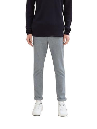 TOM TAILOR Denim Herren 1020451 Straight Chino Hose, 36087 - White Navy Dobby Yarn Dye, 34W / 32L von TOM TAILOR Denim