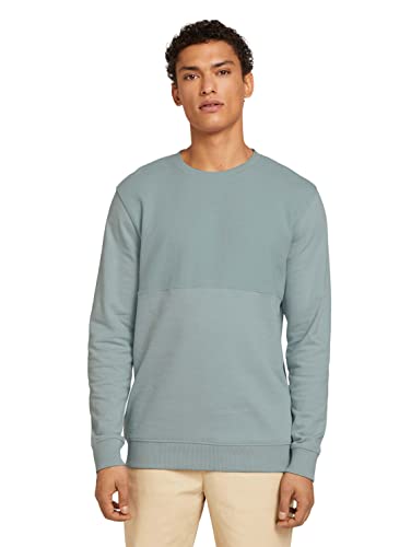 TOM TAILOR Denim Herren Sweatshirt mit Struktur 1028402, 27450 - White Moss, S von TOM TAILOR Denim