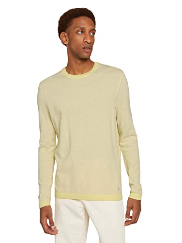 TOM TAILOR Denim Herren Pullover mit Rundhalsausschnitt 1028647, 28826 - Light Beige Yellow Stripe, L von TOM TAILOR Denim