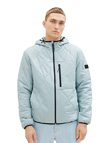 TOM TAILOR Denim Herren 1036187 Quilted Steppjacke mit Kapuze, 30463-dusty Mint Blue, L von TOM TAILOR Denim