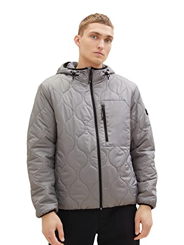 TOM TAILOR Denim Herren 1036187 Quilted Steppjacke mit Kapuze, 30902-mid Platinum Grey, M von TOM TAILOR Denim