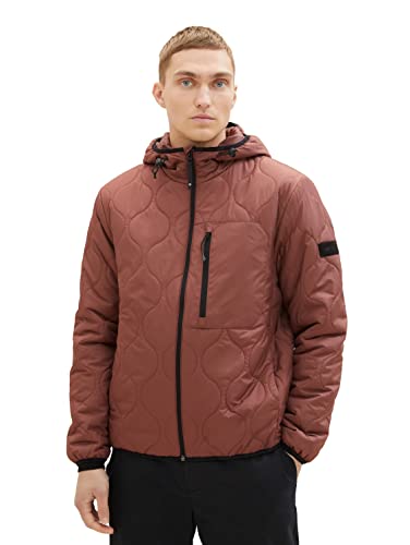 TOM TAILOR Denim Herren 1036187 Quilted Steppjacke mit Kapuze, 32093-russet Brown, S von TOM TAILOR Denim