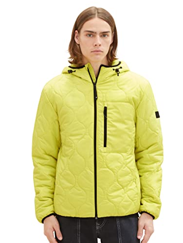 TOM TAILOR Denim Herren 1036187 Quilted Steppjacke mit Kapuze, 32094-lime Drop, XL von TOM TAILOR Denim