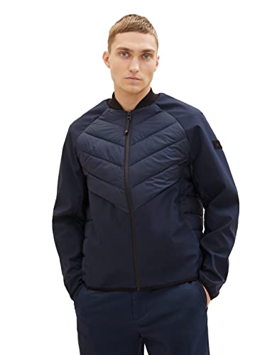 TOM TAILOR Denim Herren 1036190 Hybrid Steppjacke mit Bomberkragen, 10668-sky Captain Blue, S von TOM TAILOR Denim