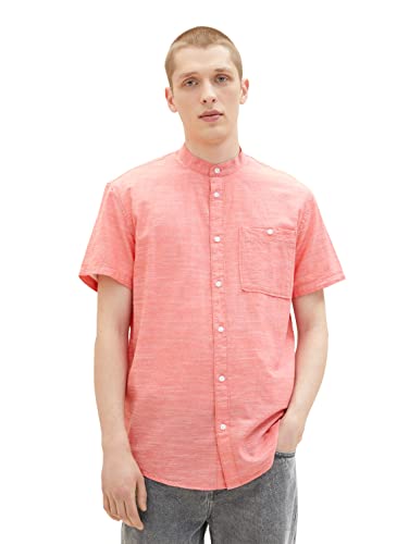 TOM TAILOR Denim Herren 1036242 Kurzarm-Hemd mit Brusttasche, 26510-Plain Red Chambray, L von TOM TAILOR Denim