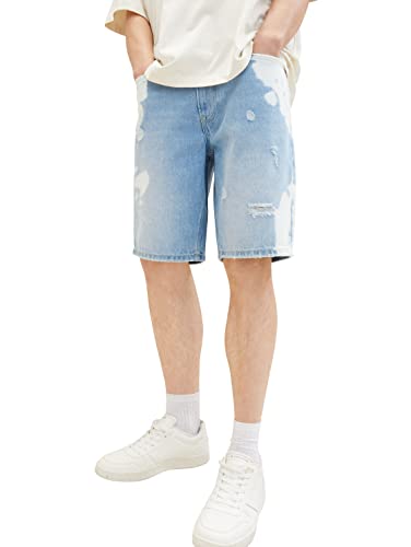 TOM TAILOR Denim Herren 1036267 Loose Fit Jeans Bermuda Shorts, 10121-Destroyed Bleached Blue Denim, M von TOM TAILOR Denim