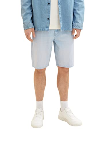 TOM TAILOR Denim Herren 1036270 Loose Fit Jeans Bermuda Shorts, 10117-Used Bleached Blue Denim, L von TOM TAILOR Denim