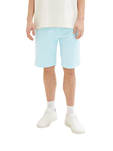 TOM TAILOR Denim Herren Regular Fit Chino Shorts, 32161 - Turquoise White Chambray, L von TOM TAILOR Denim