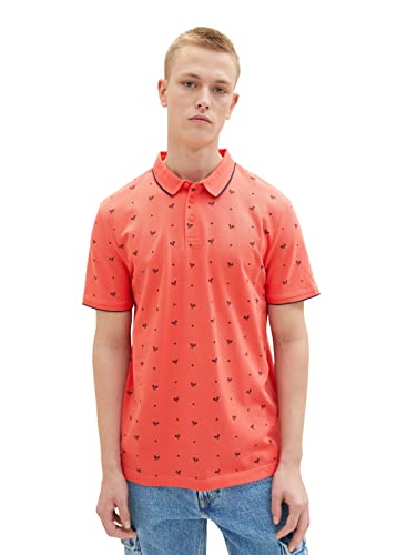 TOM TAILOR Denim Herren 1036382 Piqué Poloshirt mit Muster, 31932-Red Navy Tennis Print, L von TOM TAILOR Denim