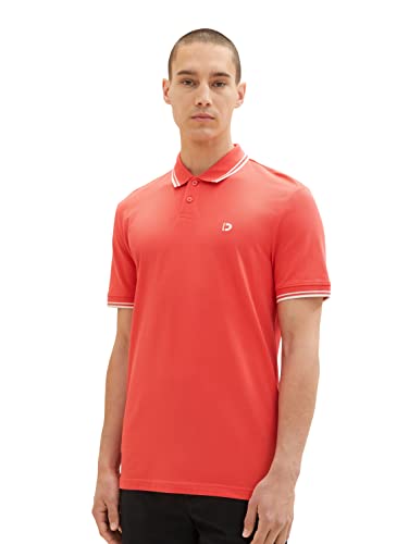 TOM TAILOR Denim Herren 1036386 Basic Poloshirt mit Logo-Stickerei, 11042-Plain Red, M von TOM TAILOR Denim