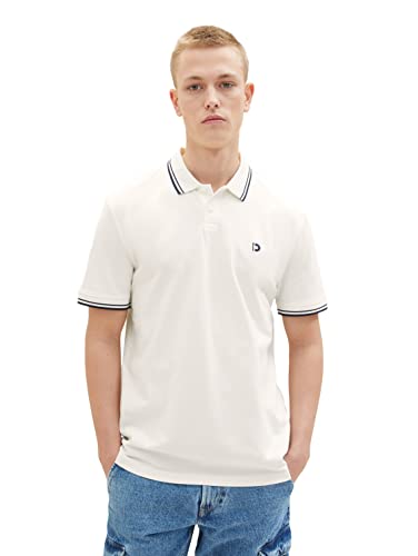 TOM TAILOR Denim Herren 1036386 Basic Poloshirt mit Logo-Stickerei, 12906-Wool White, M TOM TAILOR Denim Herren 1036386 Basic Poloshirt mit Logo-Stickerei, 12906-Wool White, M von TOM TAILOR Denim