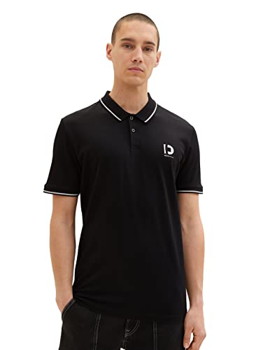 TOM TAILOR Denim Herren 1036408 Basic Piqué Poloshirt mit Stretch, 29999-Black, M von TOM TAILOR Denim