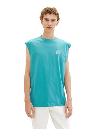 TOM TAILOR Denim Herren 1036450 Relaxed Fit Tanktop, 31044-Deep Turquoise, L von TOM TAILOR Denim