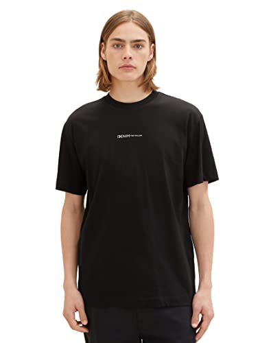 TOM TAILOR Denim Herren 1036465 Relaxed Fit T-Shirt mit Rückenprint, 29999-Black, XL von TOM TAILOR Denim