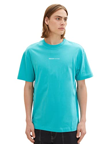 TOM TAILOR Denim Herren 1036465 Relaxed Fit T-Shirt mit Rückenprint, 31044-Deep Turquoise, M von TOM TAILOR Denim