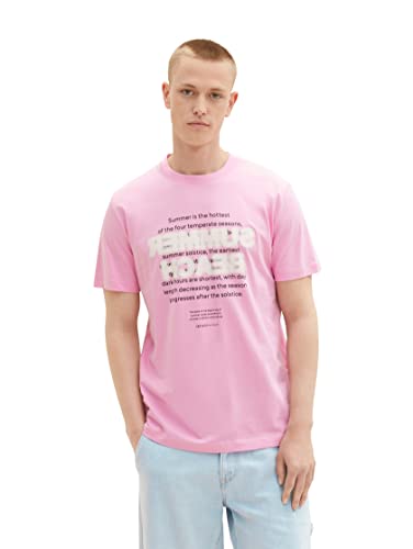 TOM TAILOR Denim Herren 1036478 T-Shirt mit Print, 31646-Soft Summer Pink, XL von TOM TAILOR Denim