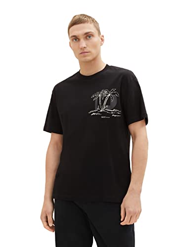 TOM TAILOR Denim Herren 1036479 Relaxed Fit T-Shirt mit Rückenprint, 29999-Black, M von TOM TAILOR Denim