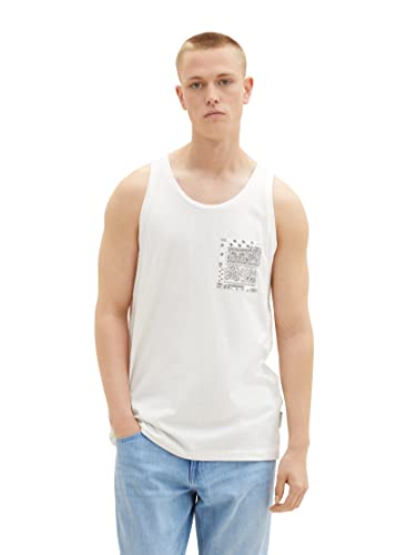 TOM TAILOR Denim Herren 1036484 Tanktop mit Brusttasche, 12906-Wool White, M von TOM TAILOR Denim