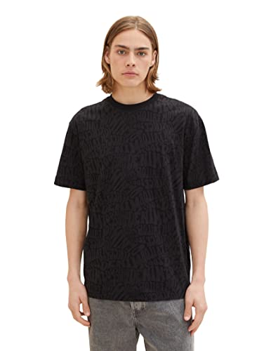 TOM TAILOR Denim Herren 1036899 Relaxed Fit T-Shirt, 32045-Black Bubble Wording Print, M von TOM TAILOR Denim