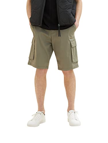 TOM TAILOR Denim Herren 1037120 Relaxed Fit Cargo Shorts, 10415-Dusty Olive Green, M von TOM TAILOR Denim