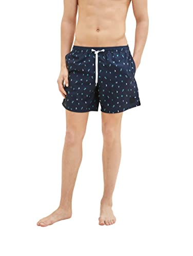 TOM TAILOR Denim Herren 1037123 Badeshorts mit Muster, 32113-Navy Palm Surf Print, L von TOM TAILOR Denim