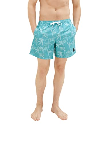 TOM TAILOR Denim Herren 1037123 Badeshorts mit Muster, 32114-Green Dotted Leaves Print, M von TOM TAILOR Denim