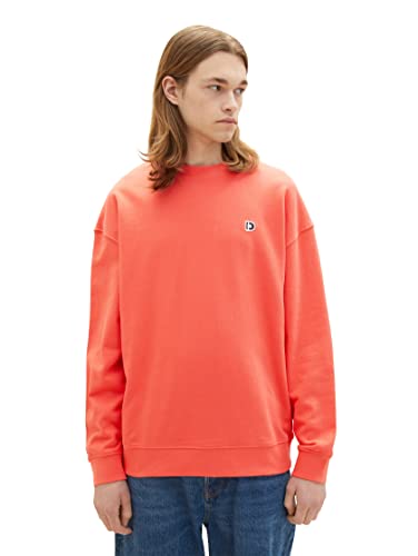 TOM TAILOR Denim Herren 1037223 Relaxed Fit Crewneck Sweatshirt, 11042-Plain Red, M von TOM TAILOR Denim