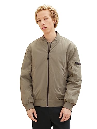 TOM TAILOR Denim Herren 1037382 College Bomberjacke mit wasserabweisender Funktion, 10415-Dusty Olive Green, L von TOM TAILOR Denim