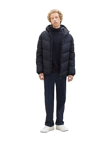 TOM TAILOR Denim Herren 1037386 Puffer-Jacke mit Kapuze, 10668-sky Captain Blue, S von TOM TAILOR Denim