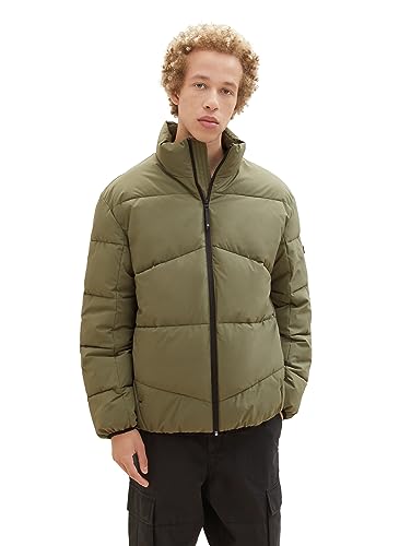 TOM TAILOR Denim Herren 1037388 Relaxed Fit Puffer-Jacke mit Stehkragen, 10415-Dusty Olive Green, M von TOM TAILOR Denim