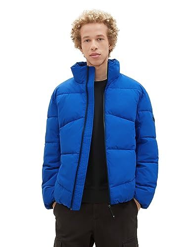 TOM TAILOR Denim Herren 1037388 Relaxed Fit Puffer-Jacke mit Stehkragen, 14531-shiny royal Blue, L von TOM TAILOR Denim