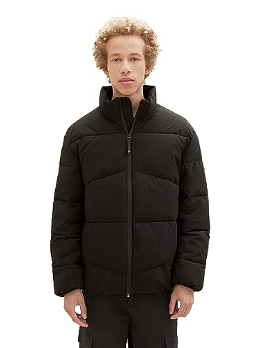 TOM TAILOR Denim Herren 1037388 Relaxed Fit Puffer-Jacke mit Stehkragen, 29999-Black, XXL von TOM TAILOR Denim